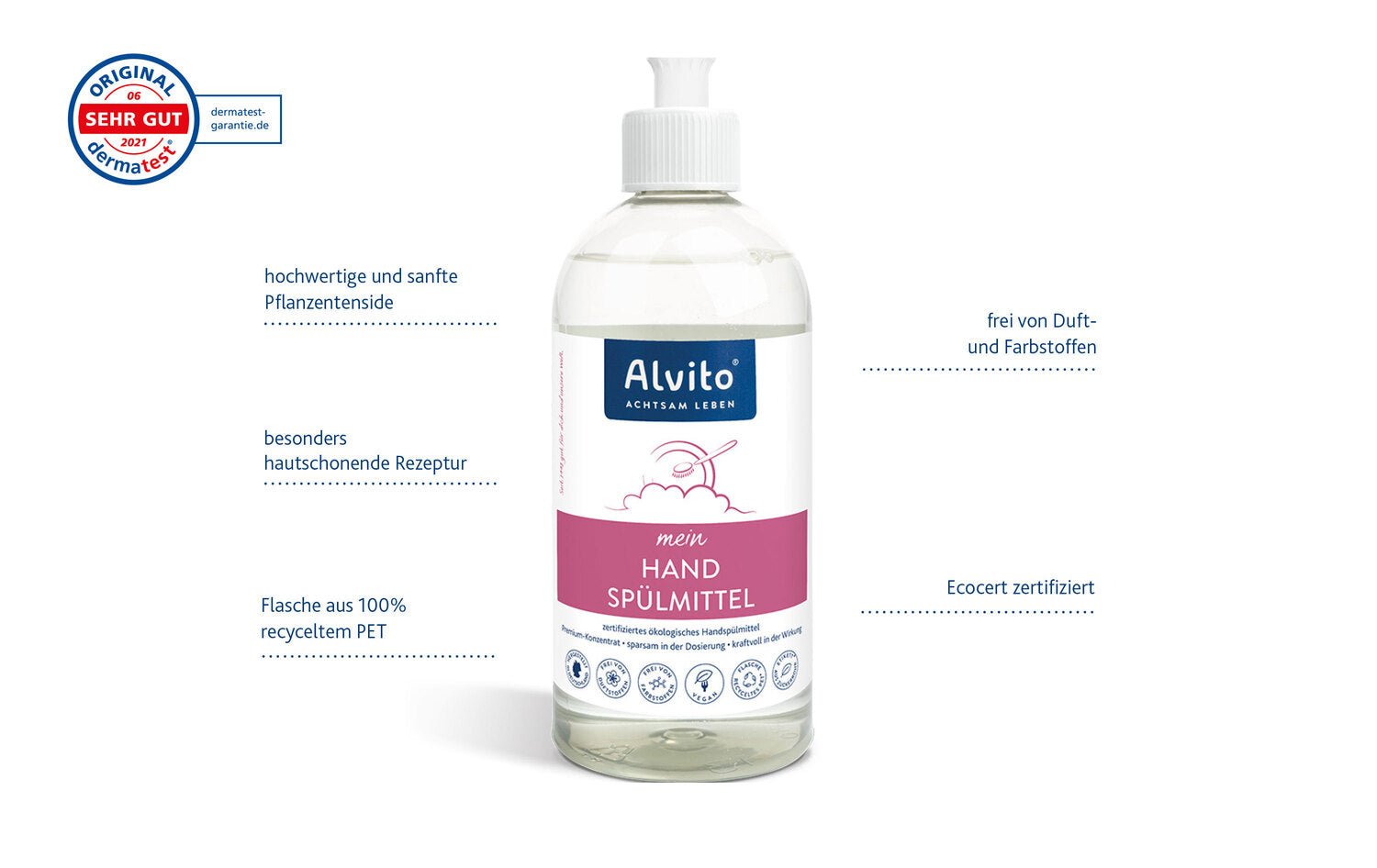 HandSpülmittel 500 ml ökologisches Spülmittel zertifiziert durch Ecocert - Fitmacher aus der Natur