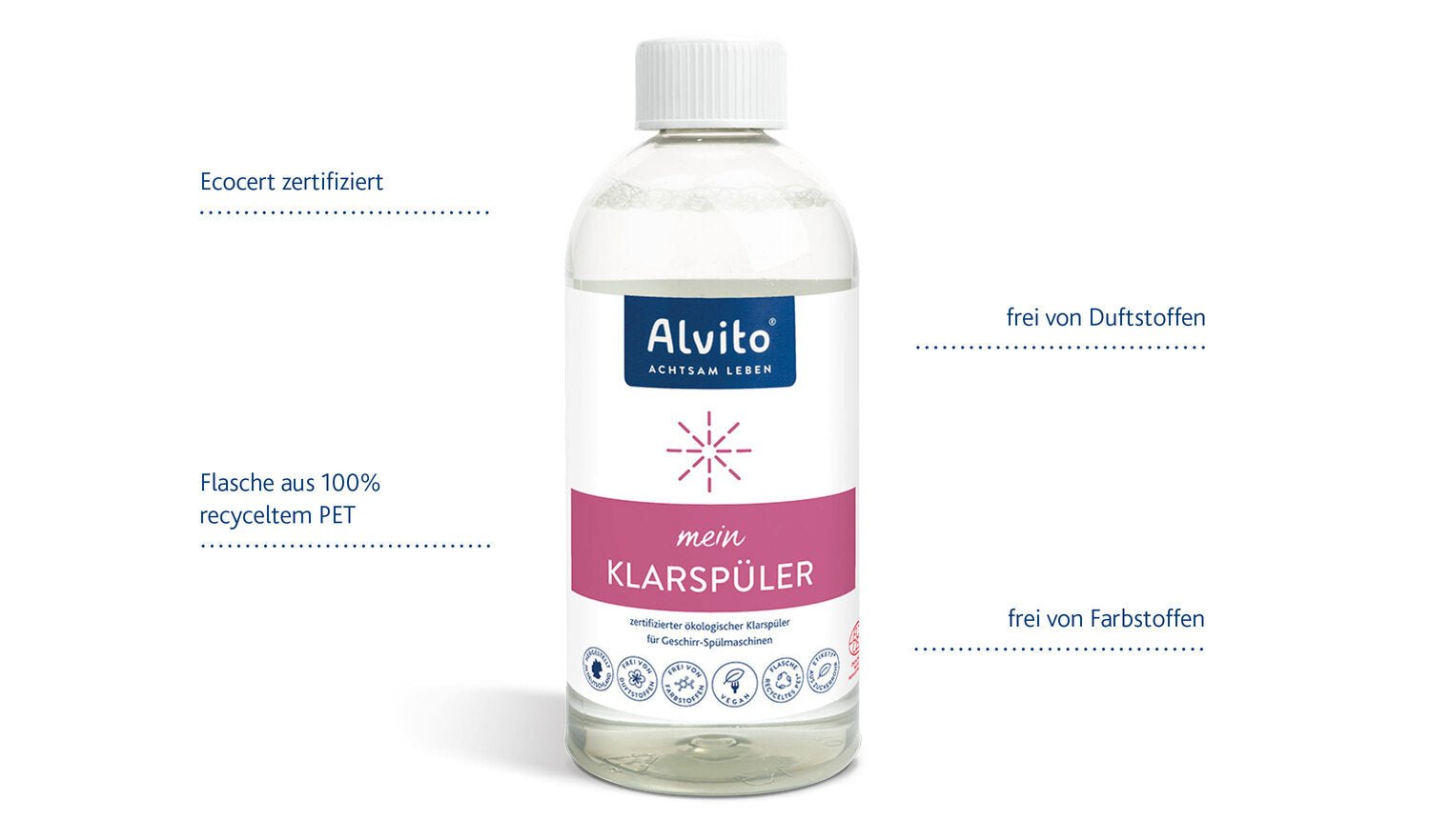 KlarSpüler 500 ml für Spülmaschinen ökologisches Spülmittel zertifiziert durch Ecocert - Fitmacher aus der Natur