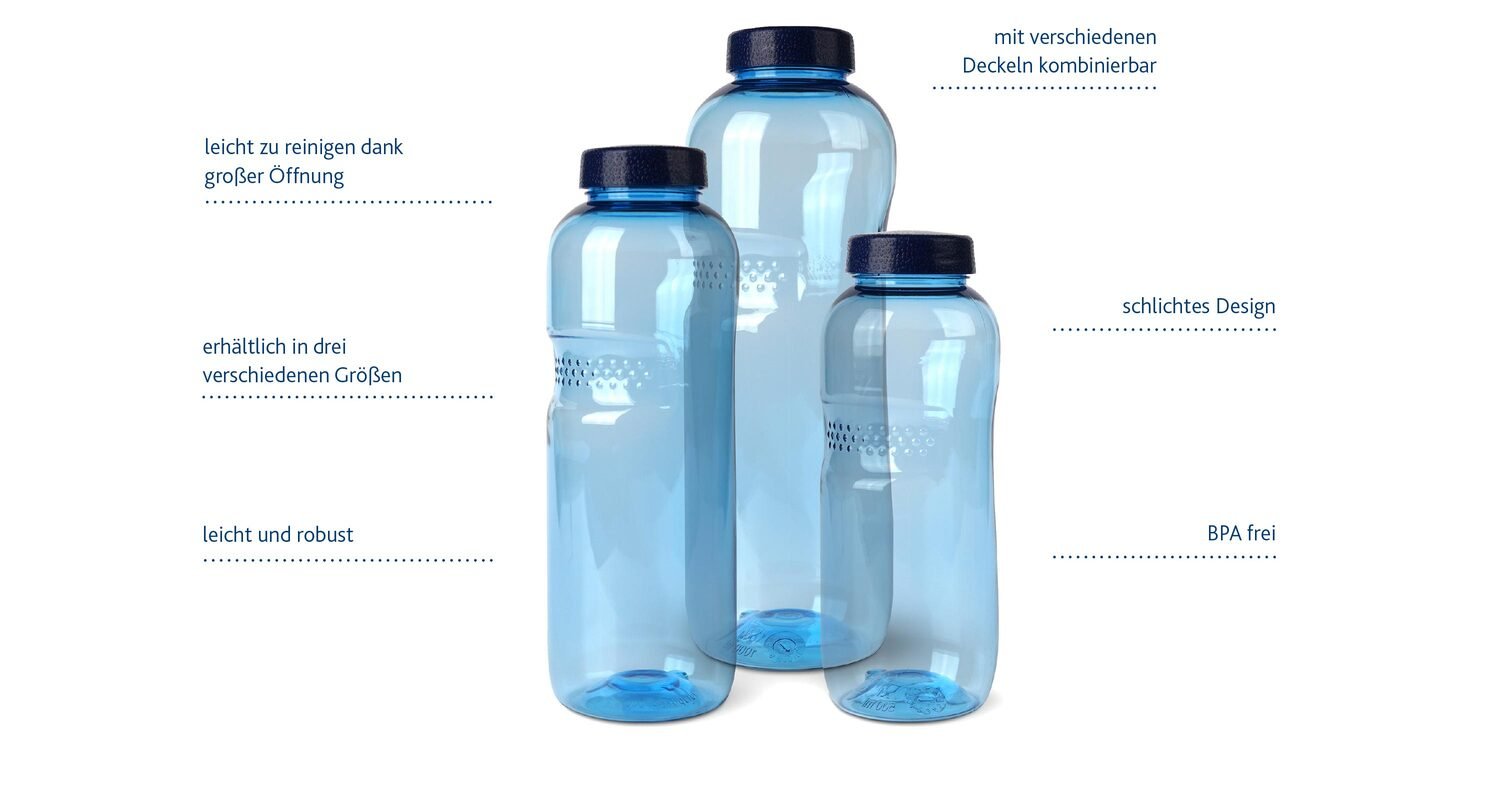 Basic - Trinkflasche aus Tritan mit Deckel in den Größen 500/750/1000 ml - Fitmacher aus der Natur