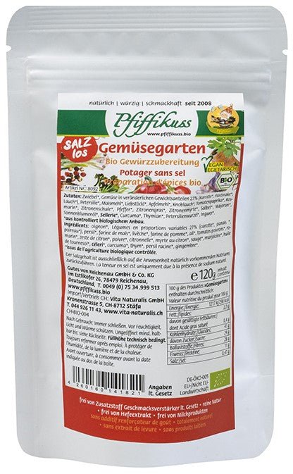 Bio Gewürzmischung Gemüsegarten ohne Salz „Pfiffikuss" - Fitmacher aus der Natur