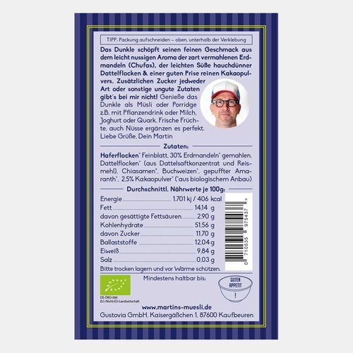 Martins Bio Erdmandel-Müsli - Das Dunkle 750g - Martins Bio Erdmandel - Müsli - Das Dunkle 750g - Fitmacher aus der Natur