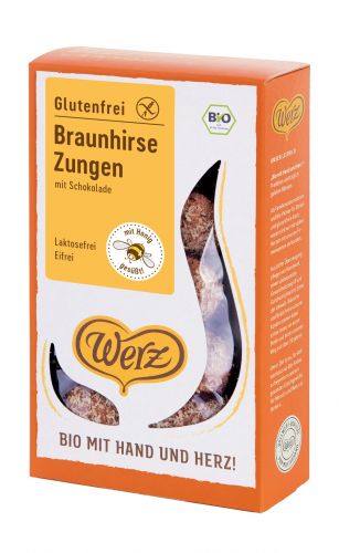 Bio Braunhirse Zungen Vollkornkekse mit Schokoglasur 150g