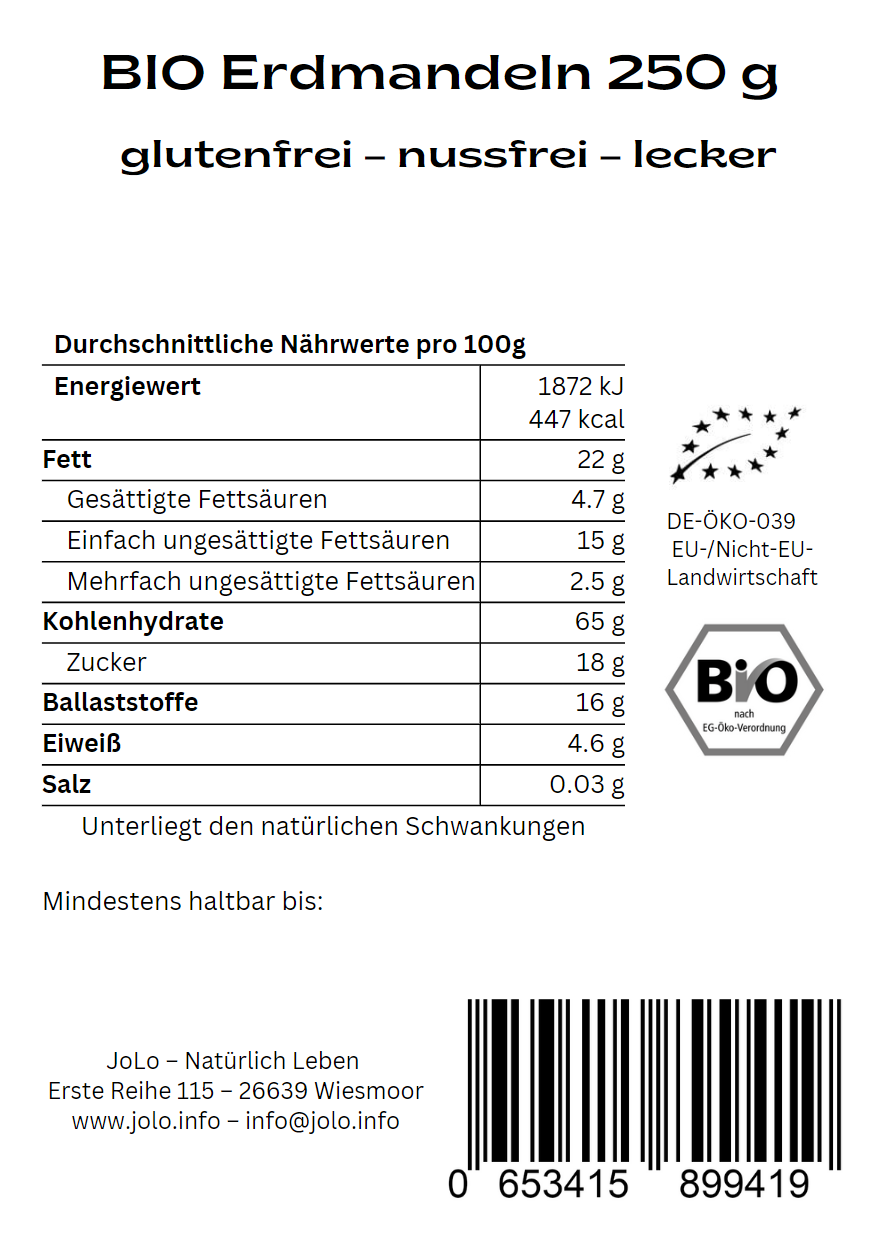 JoLo - Bio Erdmandeln - Tigernüsse ungeschält